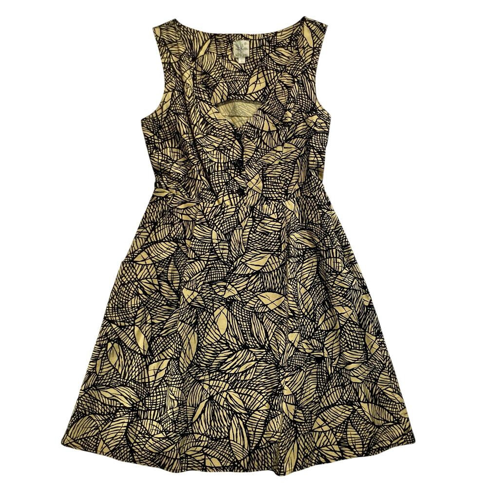 Vintage Anthropologie Weston Wear Leaf Print Mini Dress Retro Rockabilly Indie